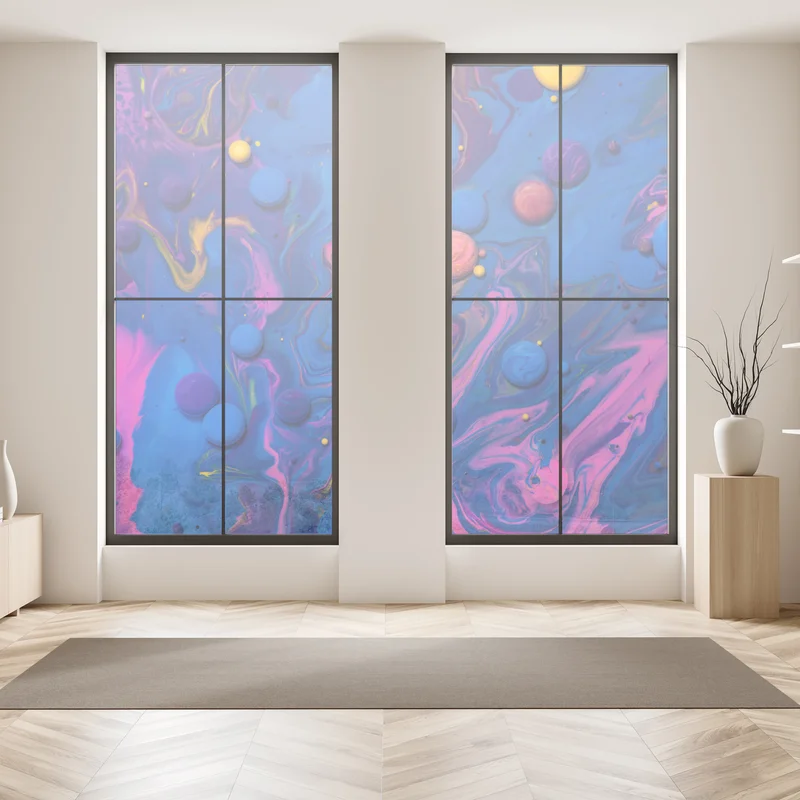 Fensteraufkleber lebendige kosmische farbwirbel