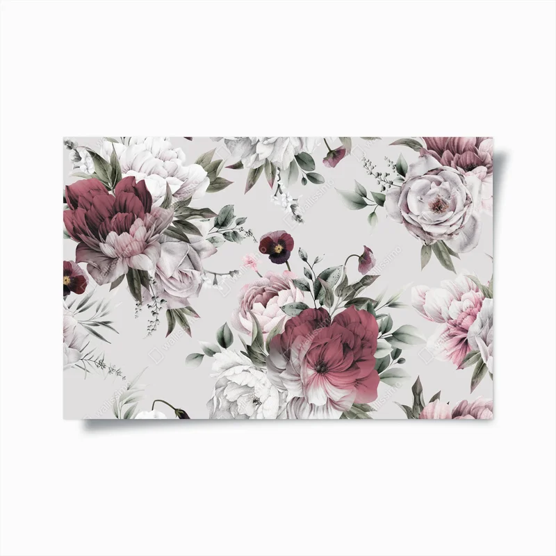 Poster zartes pfingstrosen-aquarellmuster • Poster bei Wallnifity® Poster zartes pfingstrosen-aquarellmuster • Poster bei Wallnifity®