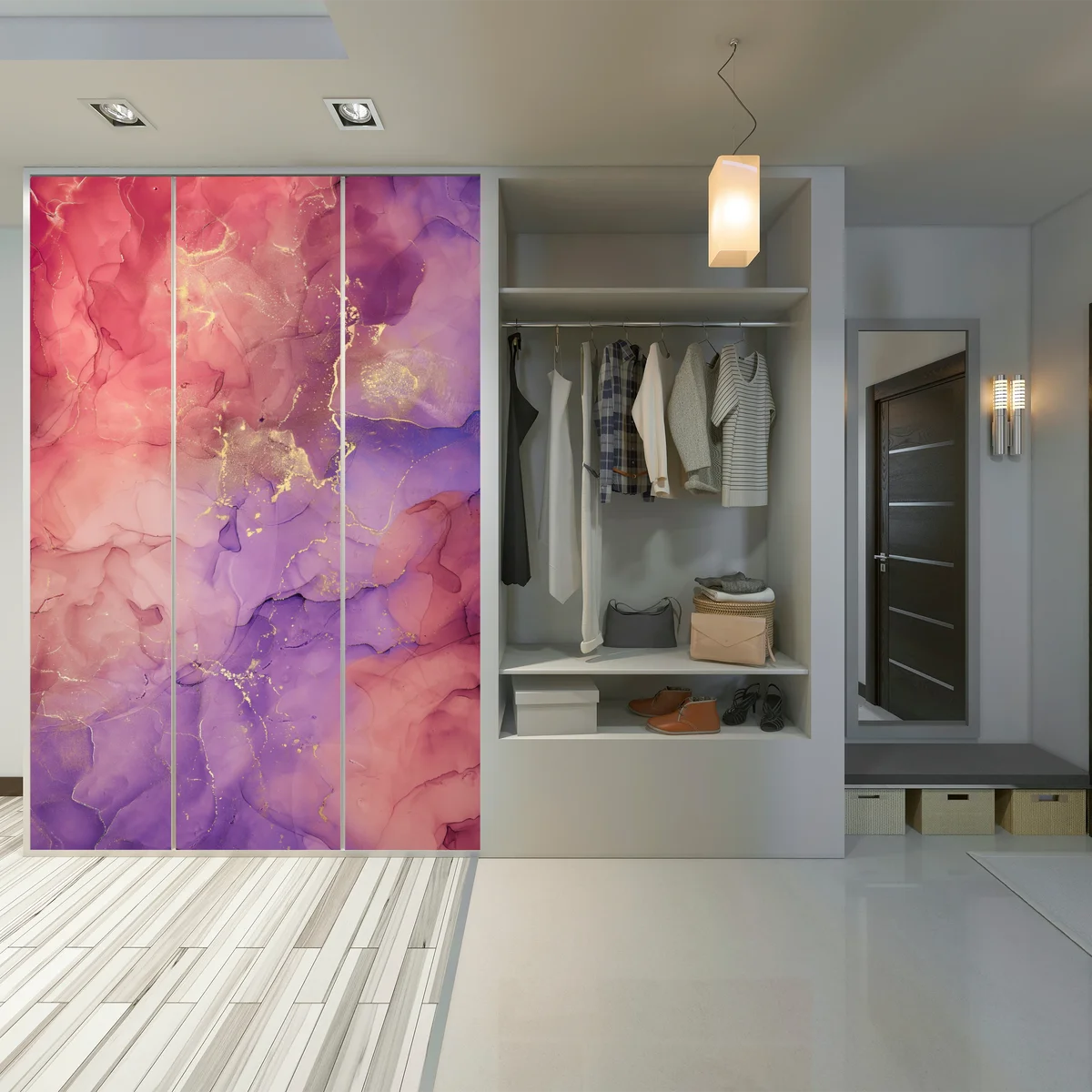 Schrankaufkleber ätherische rosa und lila marmoroptik Schrankaufkleber ätherische rosa und lila marmoroptik