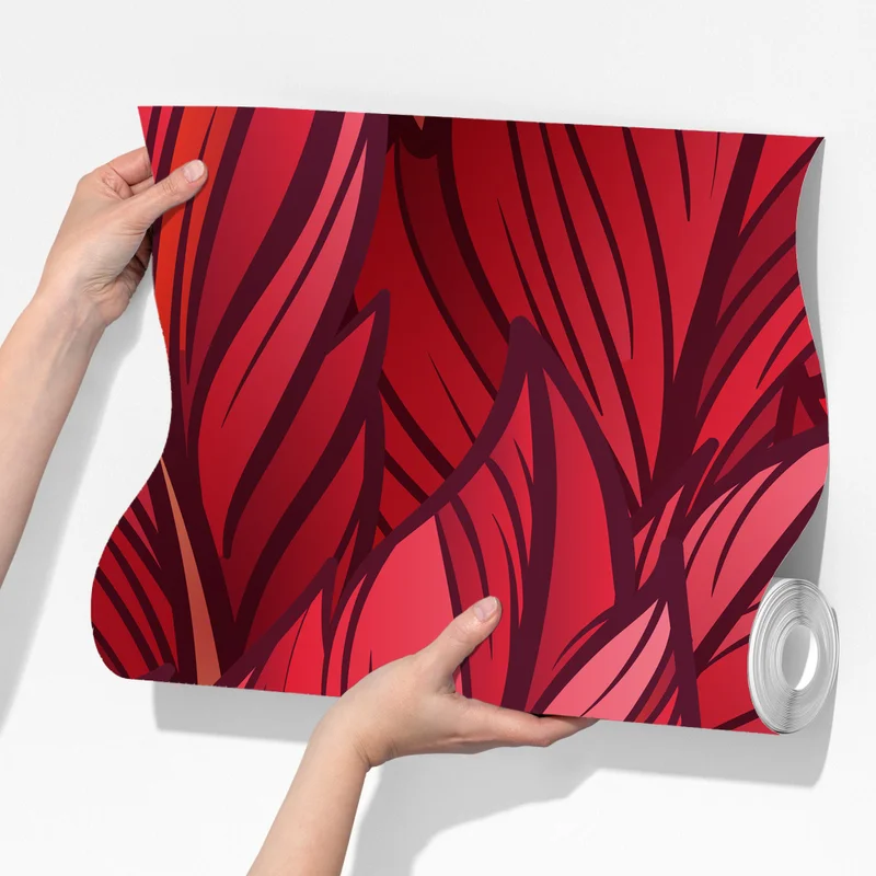 Fototapete rotes botanisches blättermuster Fototapete rotes botanisches blättermuster