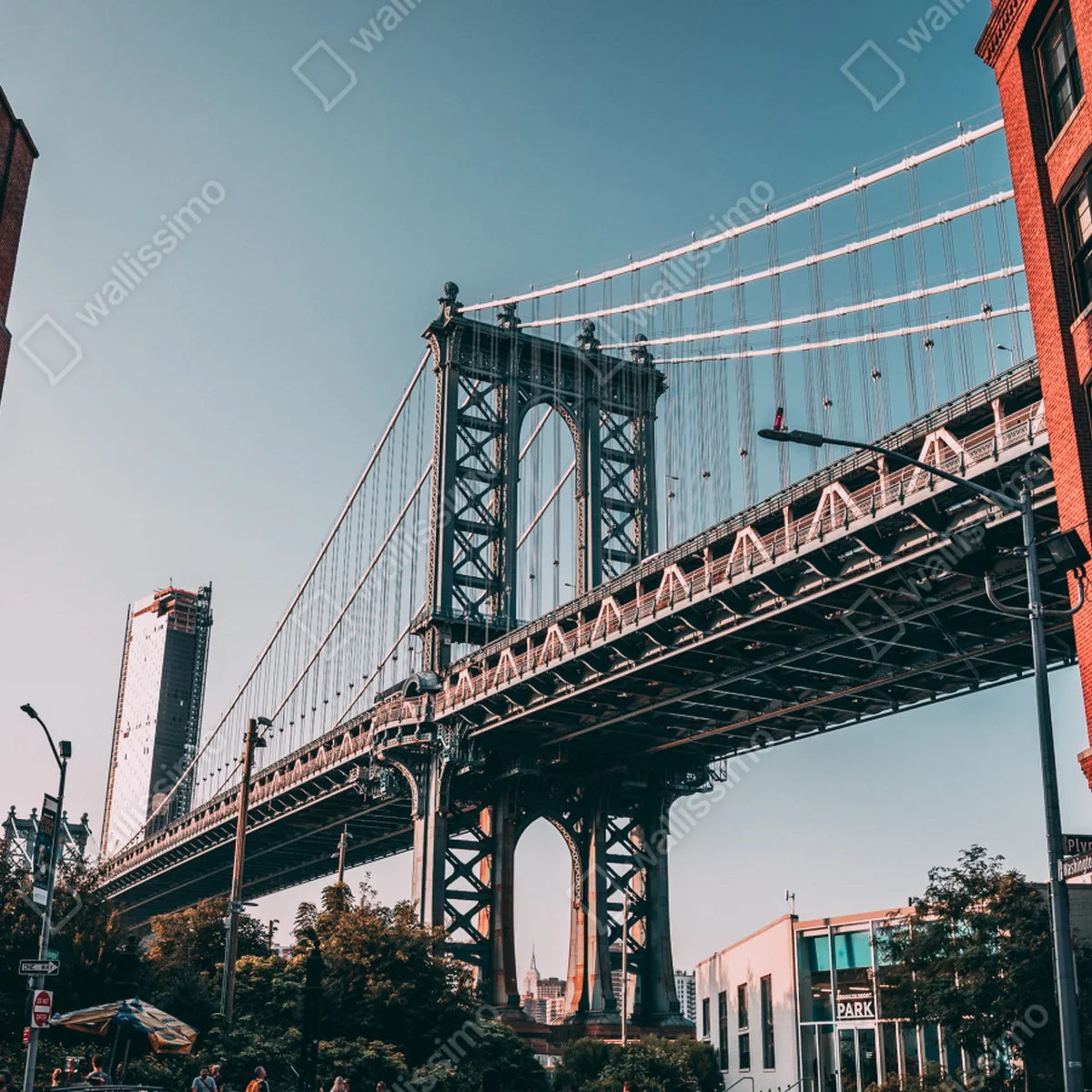 Repositionierbarer Aufkleber Manhattan brücke in urbaner perspektive Repositionierbarer Aufkleber Manhattan brücke in urbaner perspektive