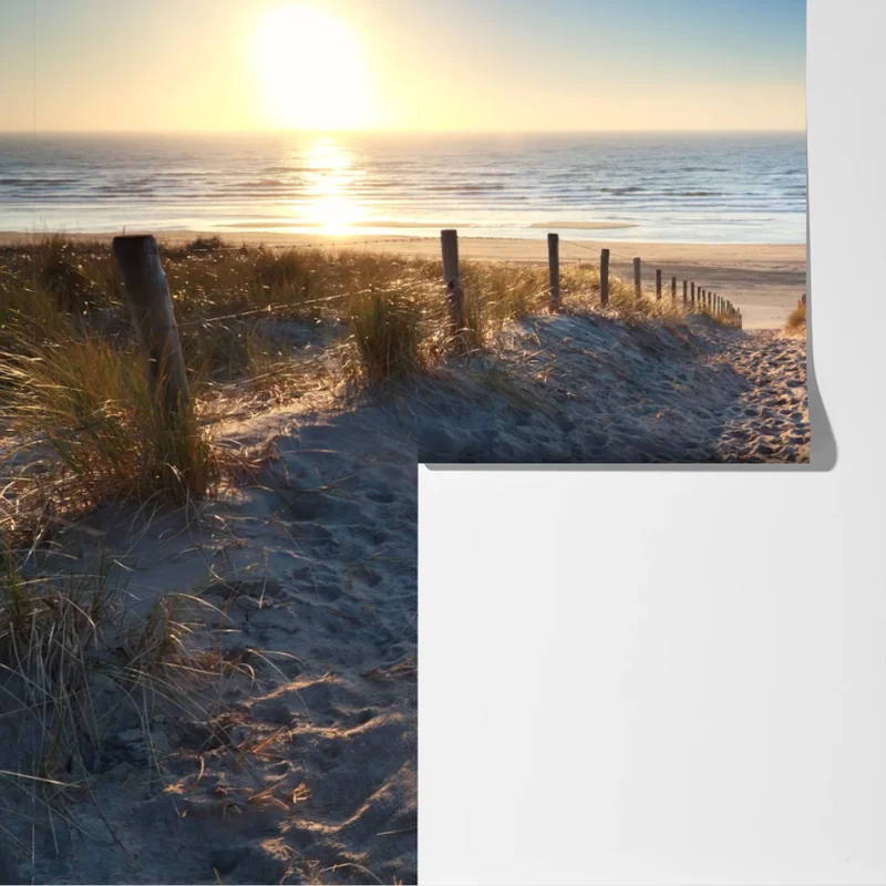 Fototapeta ścieżka na plażę o zachodzie słońca w Zandvoort Fototapeta ścieżka na plażę o zachodzie słońca w Zandvoort