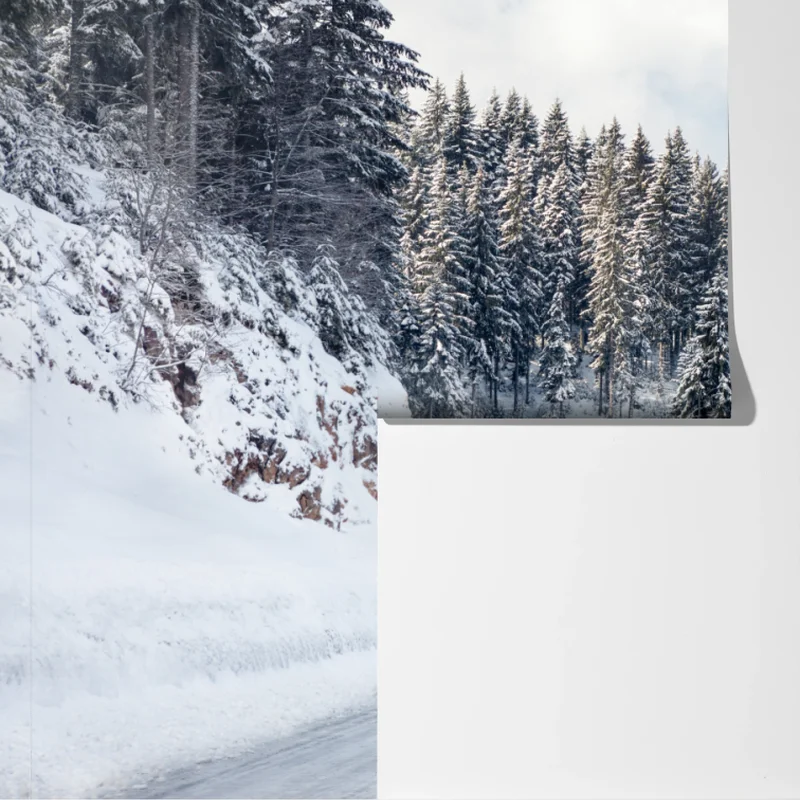 Fototapete winterstraße durch verschneiten nadelwald Fototapete winterstraße durch verschneiten nadelwald