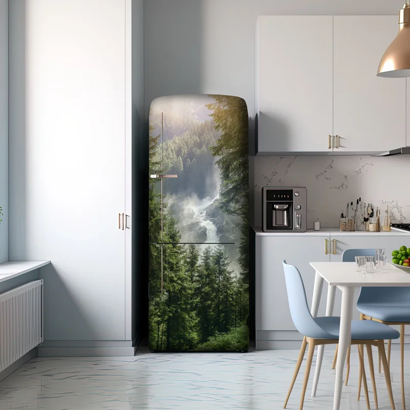 Kühlschrankaufkleber Krimml wasserfall im üppigen alpinen wald