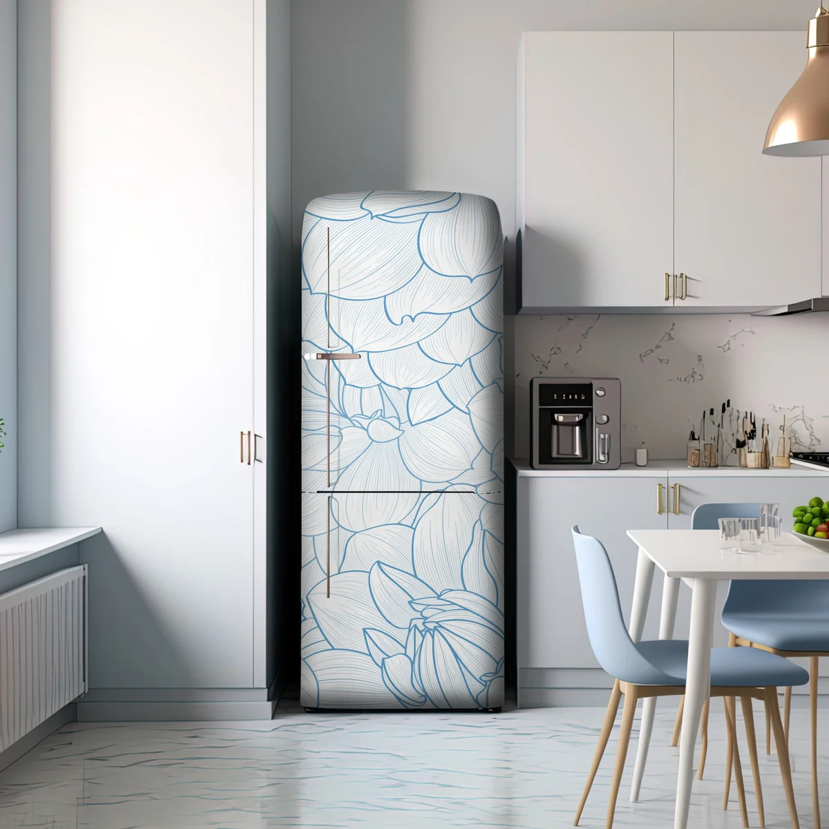 Kühlschrankaufkleber zartes blaues blumenmuster Kühlschrankaufkleber zartes blaues blumenmuster