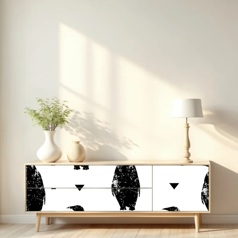 Repositionierbarer Aufkleber schwarzes pinguin-silhouetten-muster Repositionierbarer Aufkleber schwarzes pinguin-silhouetten-muster