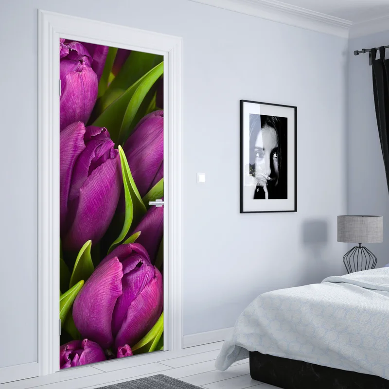 Türaufkleber lila tulpen im bukett