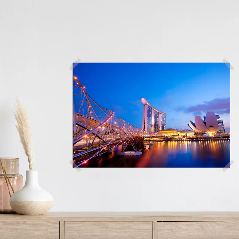 Poster stadtbild Marina Bay bei dämmerung Poster stadtbild Marina Bay bei dämmerung