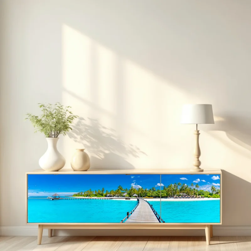 Repositionierbarer Aufkleber tropischer türkiser strand