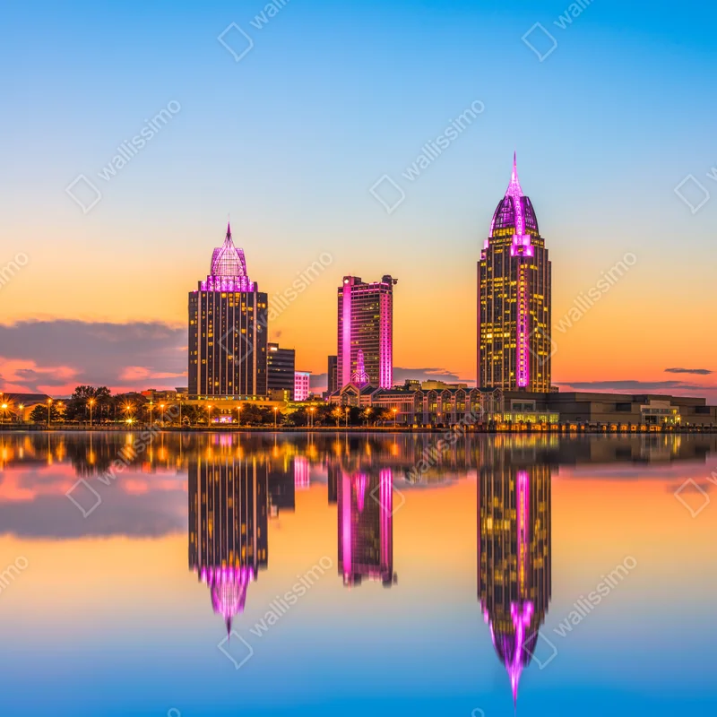 Naklejka na okno panorama Mobile o zachodzie słońca Naklejka na okno panorama Mobile o zachodzie słońca