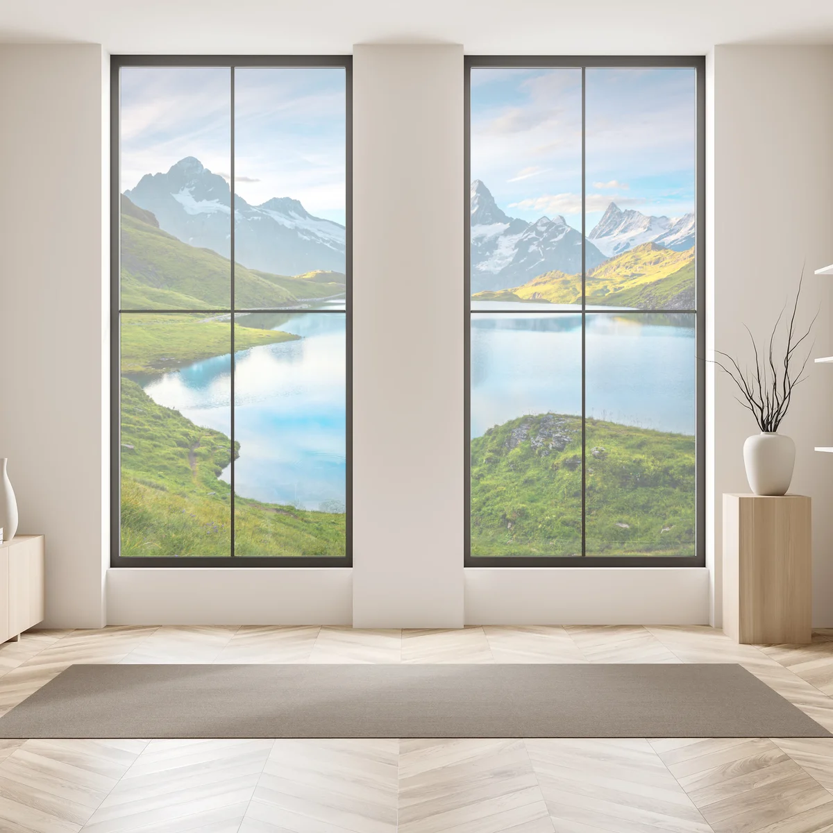 Fensteraufkleber ruhiger alpensee vor dem Wetterhorn, Schweiz Fensteraufkleber ruhiger alpensee vor dem Wetterhorn, Schweiz