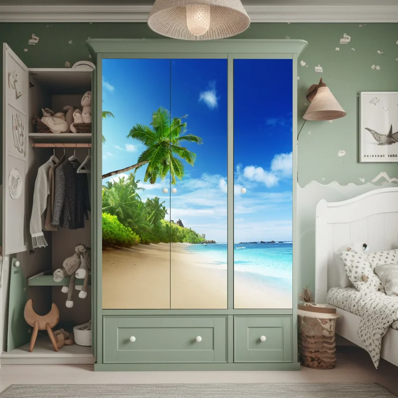 Schrankaufkleber sonnenuntergang am strand von Mahe, Seychellen Schrankaufkleber sonnenuntergang am strand von Mahe, Seychellen