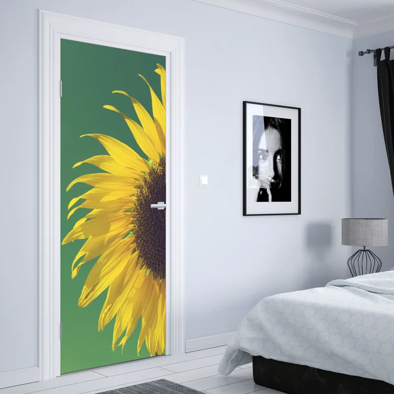 Türaufkleber strahlende sonnenblume vor vintage-himmel