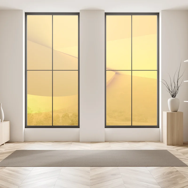 Fensteraufkleber gelbe geometrische abstraktion 3d