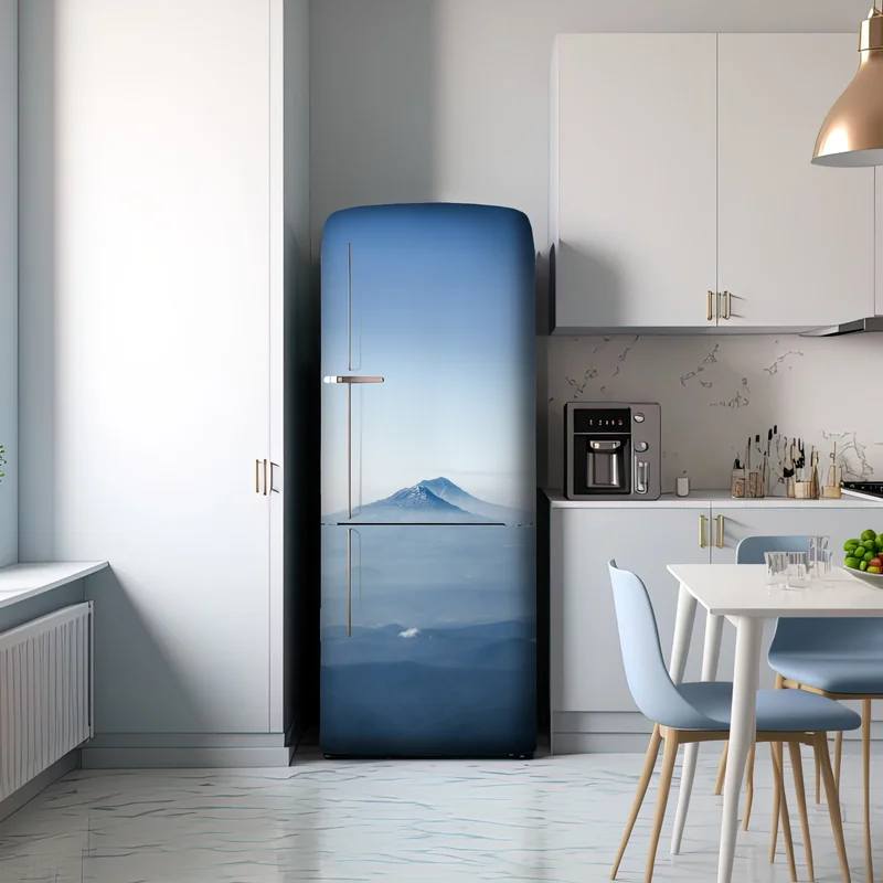 Kühlschrankaufkleber neblige blaue berggipfel Kühlschrankaufkleber neblige blaue berggipfel