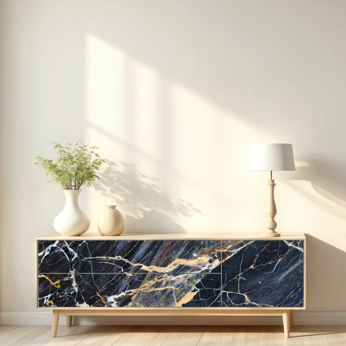 Repositionierbarer Aufkleber dunkler marmor mit goldenen und cremefarbenen adern Repositionierbarer Aufkleber dunkler marmor mit goldenen und cremefarbenen adern