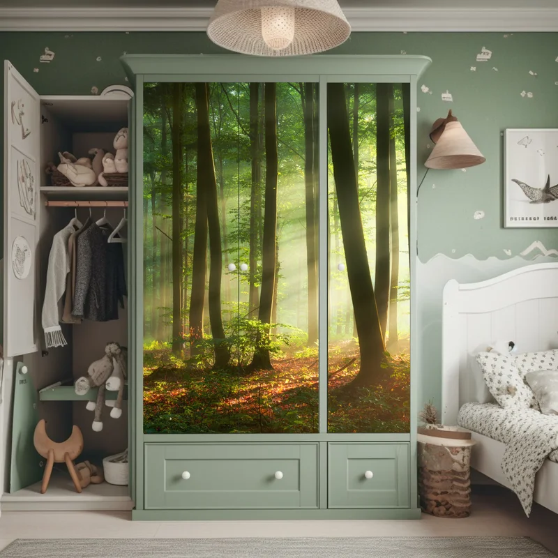 Schrankaufkleber sonnenbeschienener morgenwald