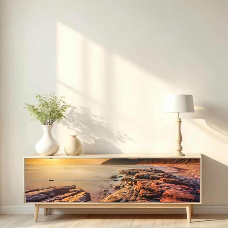 Repositionierbarer Aufkleber sonnenuntergang an Cala Violina, Toskana