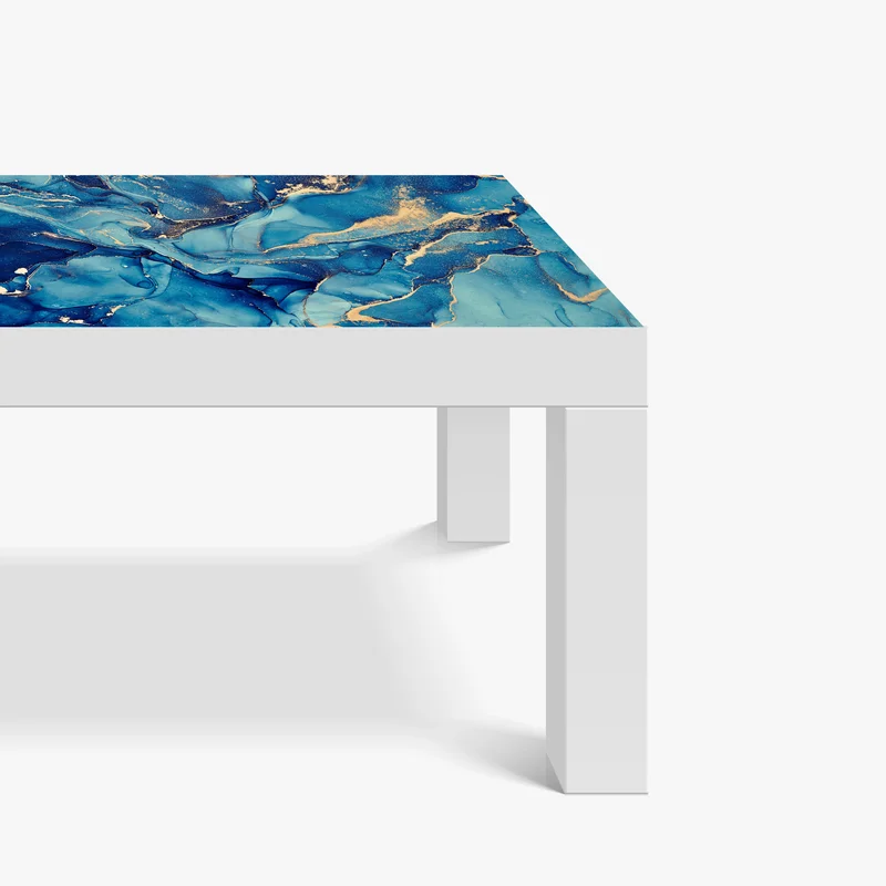 Tischaufkleber und Schreibtischaufkleber ozeanblau und goldene wirbel flüssige abstraktion Tischaufkleber und Schreibtischaufkleber ozeanblau und goldene wirbel flüssige abstraktion