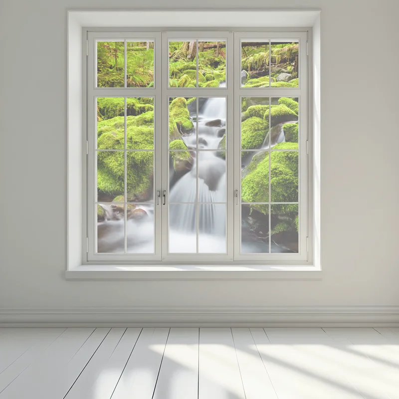 Fensteraufkleber moosbedeckter bach bei Sol Duc Falls