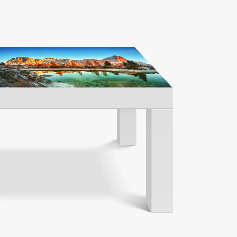 Tischaufkleber und Schreibtischaufkleber alpiner sonnenaufgang über bergsee