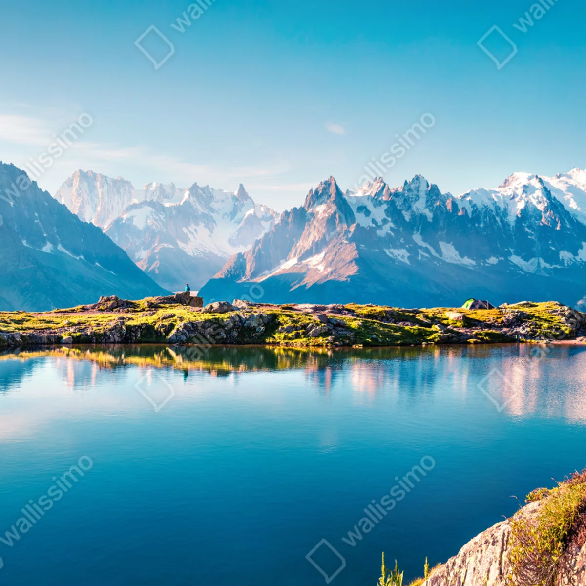Leinwandbild Lac Blanc mit Blick auf Mont Blanc Leinwandbild Lac Blanc mit Blick auf Mont Blanc