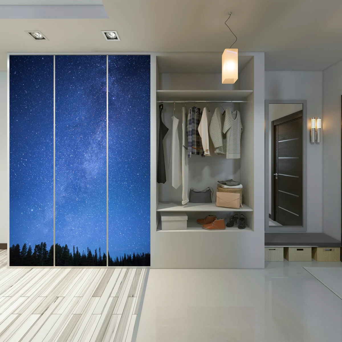 Schrankaufkleber sternenklare Milchstraße über dem Wald Schrankaufkleber sternenklare Milchstraße über dem Wald