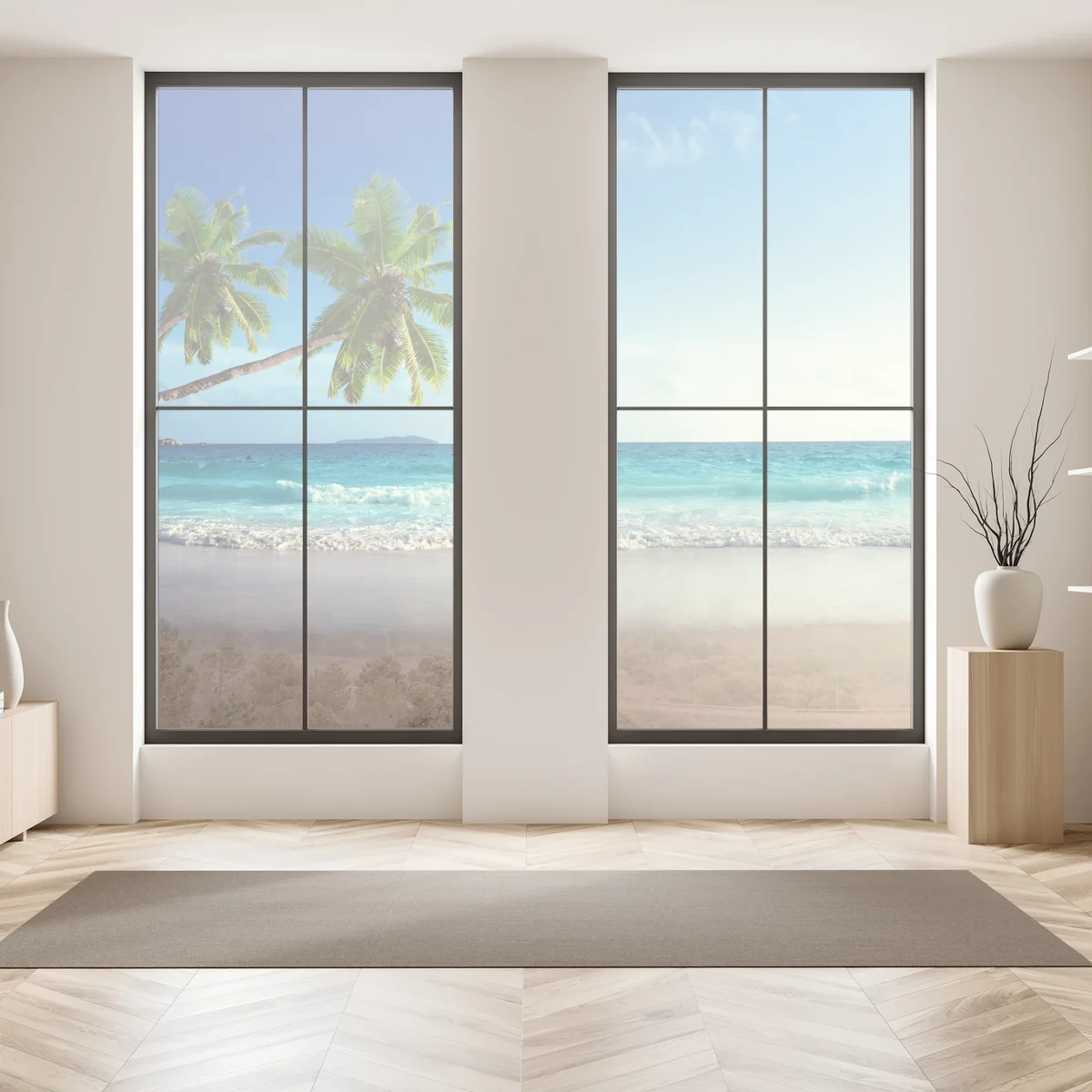 Fensteraufkleber tropischer Karibikstrand bei sonnenuntergang Fensteraufkleber tropischer Karibikstrand bei sonnenuntergang