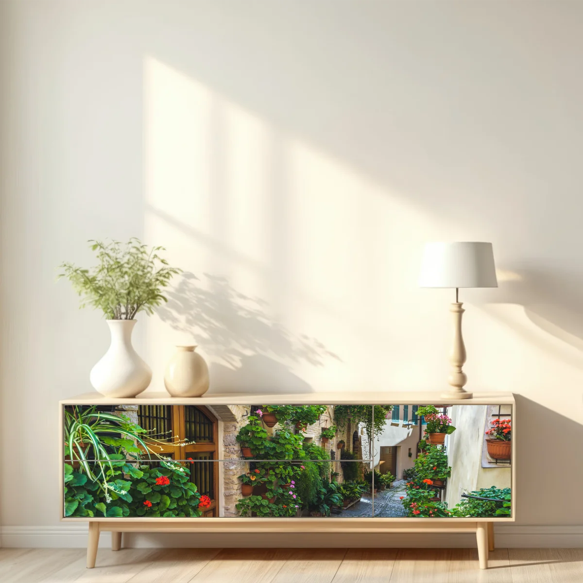 Repositionierbarer Aufkleber charmante gasse in Spello, Italien Repositionierbarer Aufkleber charmante gasse in Spello, Italien