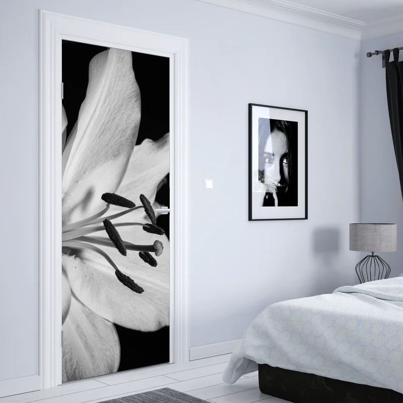 Türaufkleber monochrome lilie nahaufnahme