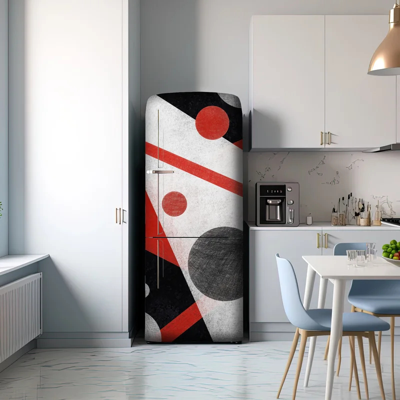 Kühlschrankaufkleber geometrische abstraktion in rot und schwarz