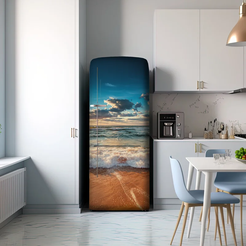Kühlschrankaufkleber goldener sonnenaufgang über der meeresküste Kühlschrankaufkleber goldener sonnenaufgang über der meeresküste