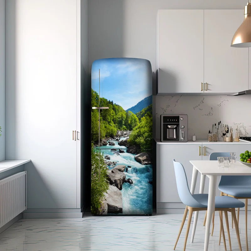 Kühlschrankaufkleber gletscherfluss im grünen tal