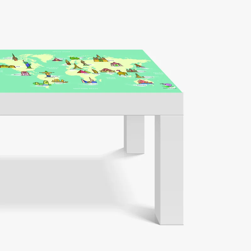 Tischaufkleber und Schreibtischaufkleber bunte illustrierte weltkarte mit sehenswürdigkeiten Tischaufkleber und Schreibtischaufkleber bunte illustrierte weltkarte mit sehenswürdigkeiten