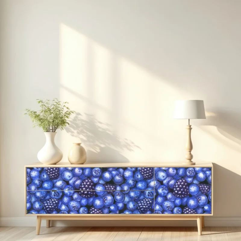 Repositionierbarer Aufkleber aquarellmuster mit blaubeeren und brombeeren