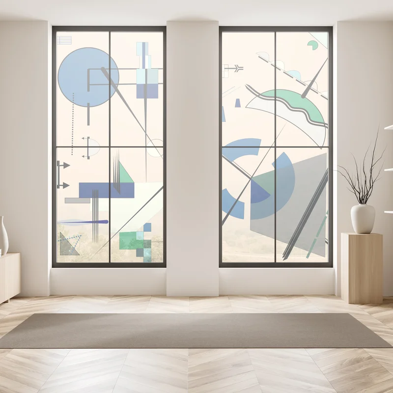 Fensteraufkleber geometrische pastellkomposition