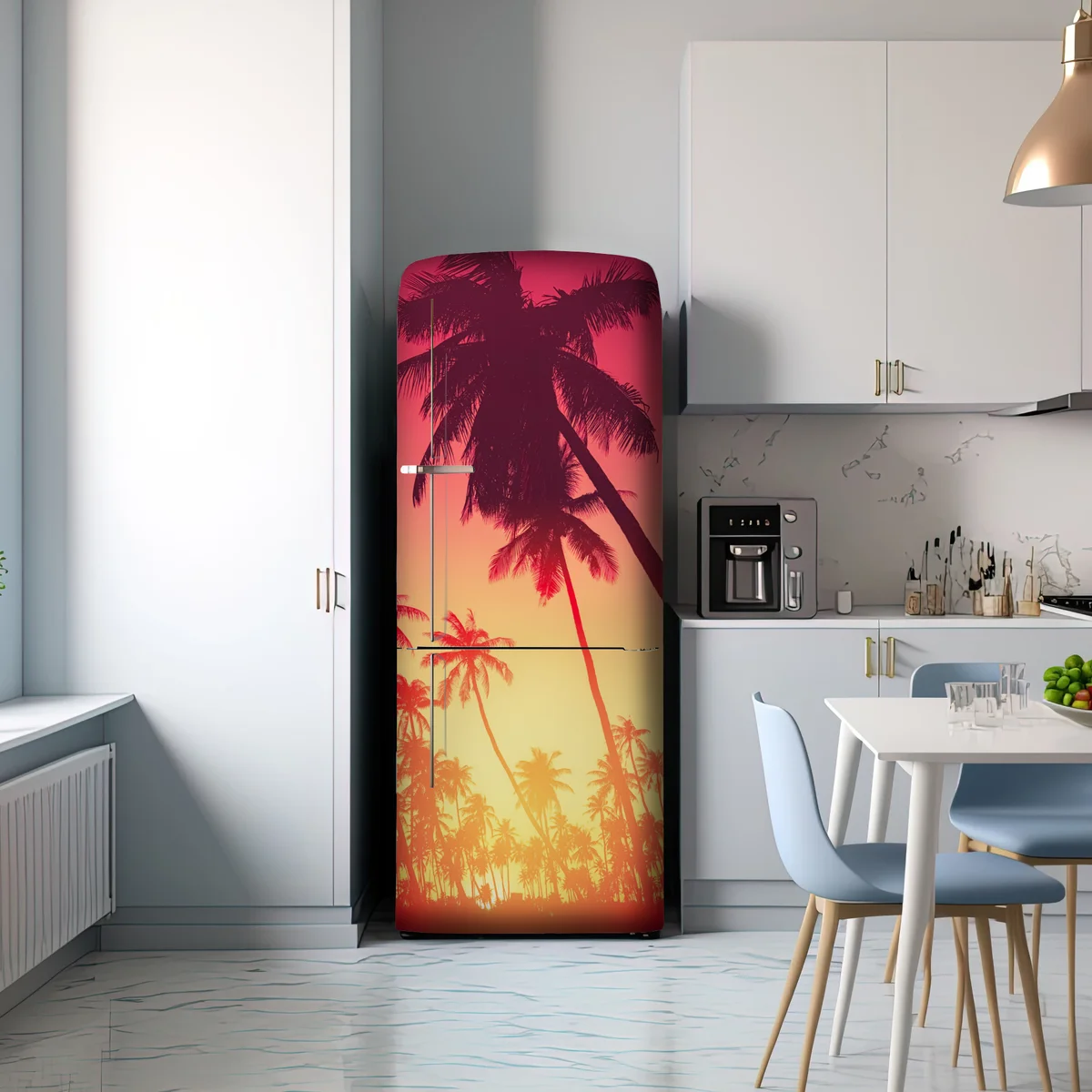 Kühlschrankaufkleber tropischer sonnenuntergang mit palmen Kühlschrankaufkleber tropischer sonnenuntergang mit palmen