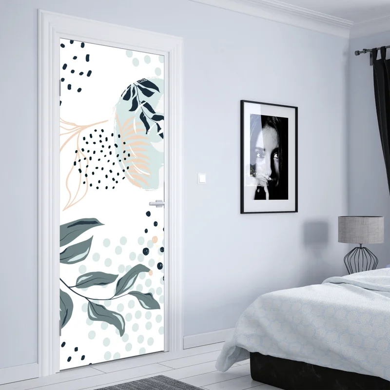 Türaufkleber pastellfarbenes botanisches abstraktes muster