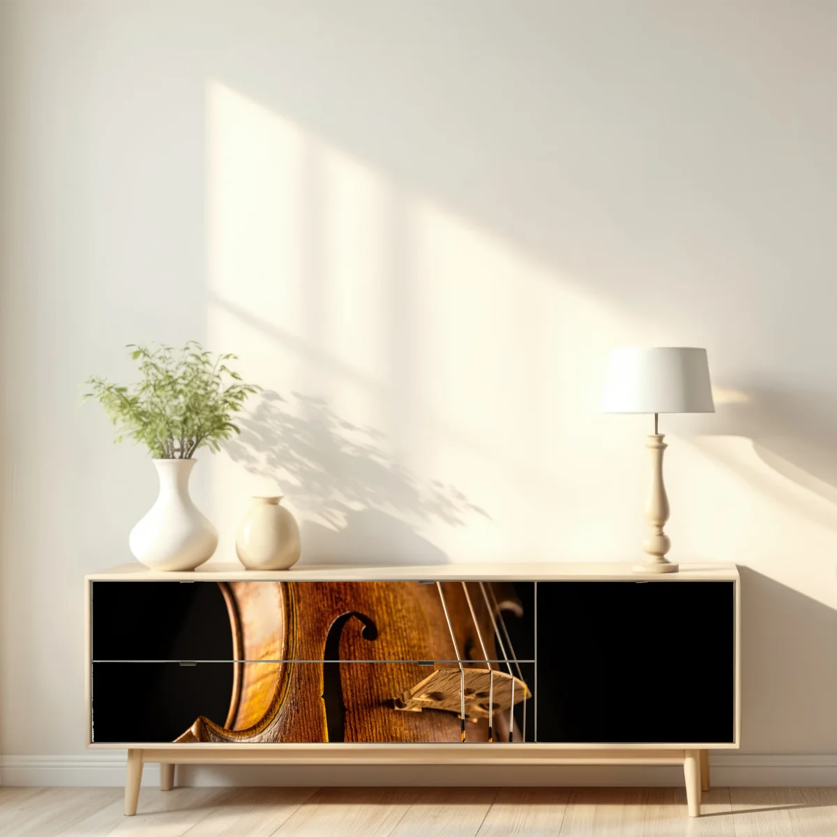 Repositionierbarer Aufkleber nahaufnahme warmer holzgeige Repositionierbarer Aufkleber nahaufnahme warmer holzgeige