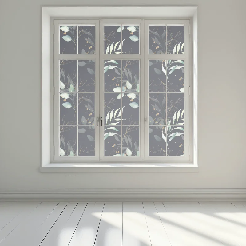 Fensteraufkleber aquarell eukalyptusblätter auf dunklem hintergrund