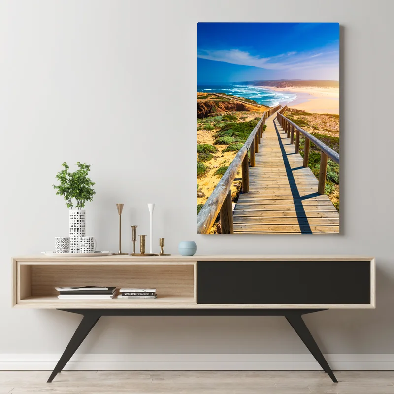 Leinwandbild steg zur Praia da Bordeira Leinwandbild steg zur Praia da Bordeira