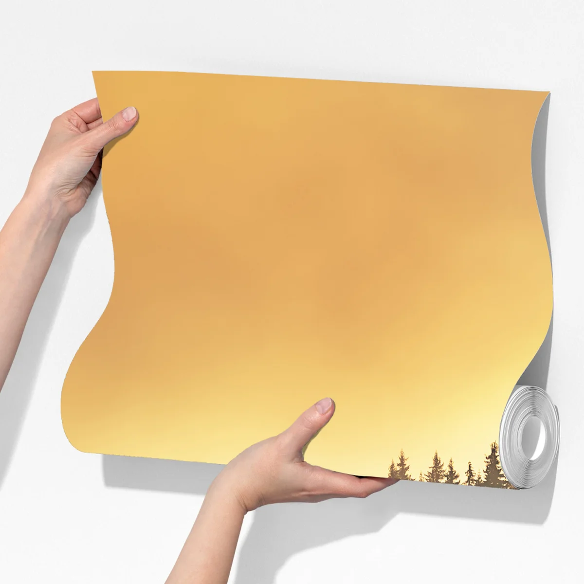 Fototapete nebeliger goldener sonnenaufgang über waldsee Fototapete nebeliger goldener sonnenaufgang über waldsee