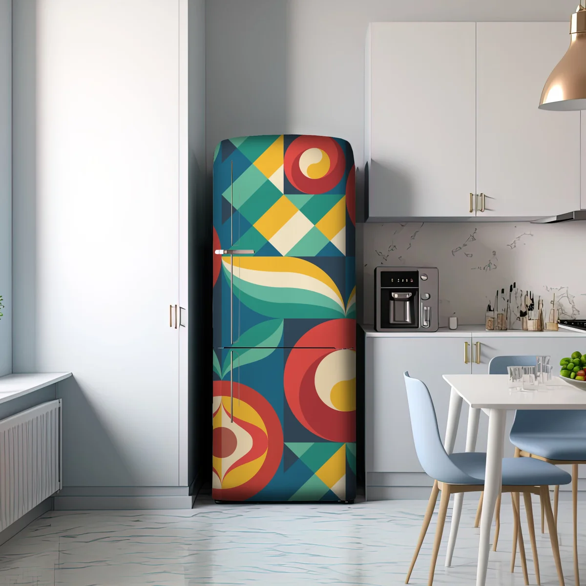 Kühlschrankaufkleber lebhaftes geometrisches blumenmuster Kühlschrankaufkleber lebhaftes geometrisches blumenmuster