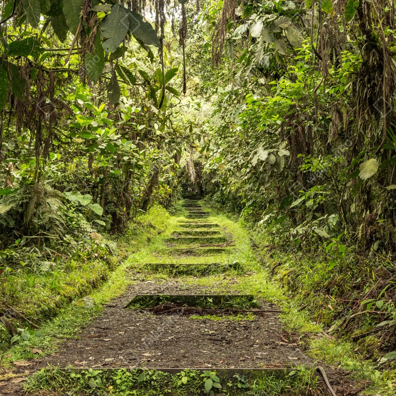 Naklejka na okno ścieżka przez bujną dżunglę Naklejka na okno ścieżka przez bujną dżunglę