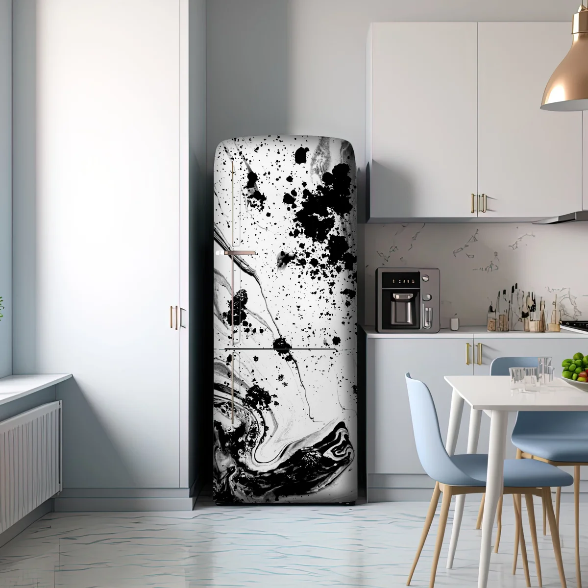 Kühlschrankaufkleber monochromes marmormuster abstrakt Kühlschrankaufkleber monochromes marmormuster abstrakt