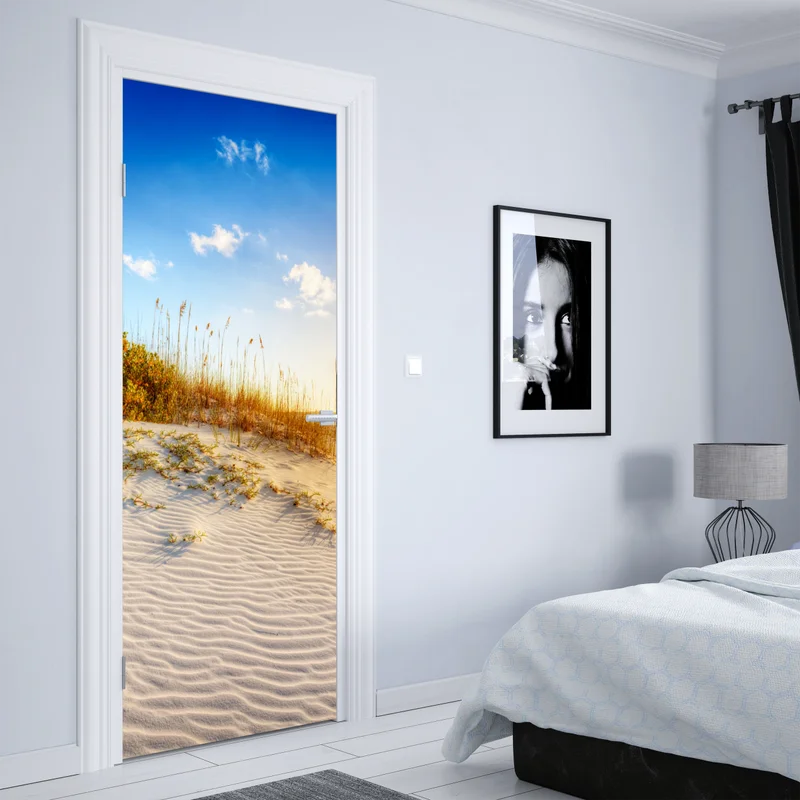 Türaufkleber sonnenuntergang über sanddünen von Grace Bay