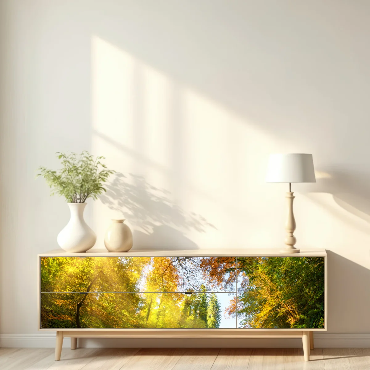 Repositionierbarer Aufkleber goldener herbstwaldweg Repositionierbarer Aufkleber goldener herbstwaldweg