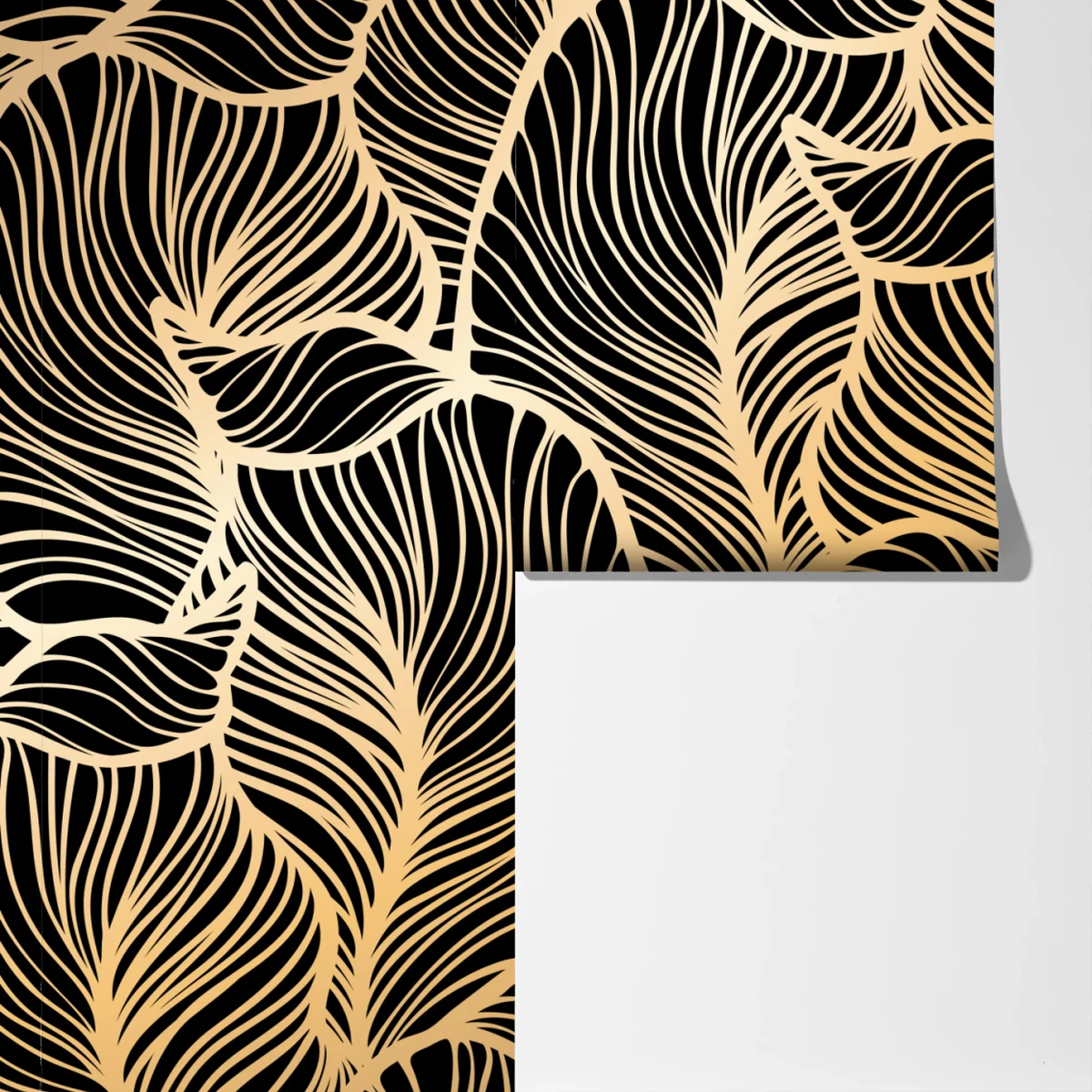 Fototapete goldenes blattmuster auf schwarzem hintergrund Fototapete goldenes blattmuster auf schwarzem hintergrund