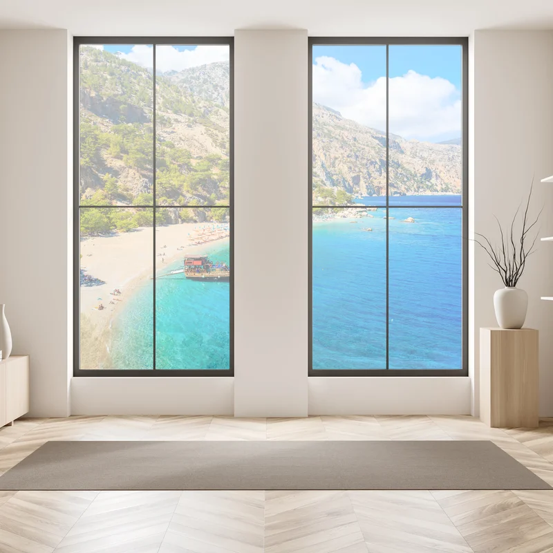 Fensteraufkleber segelboot am Apella strand, Karpathos