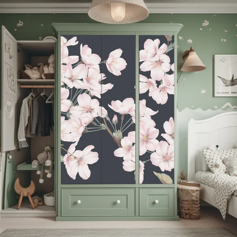 Schrankaufkleber zartes kirschblütenmuster